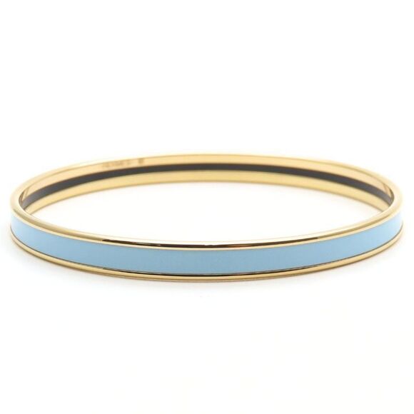 Hermes Bracelet Uni Bangle Metal Enamel Blue Gold Plated GP Accessories Ladies - Picture 4 of 9